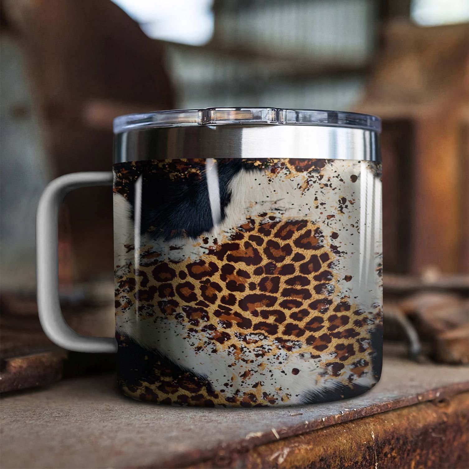 Cow Rambler Mug – Leopard & Cow Print 14Oz Mug