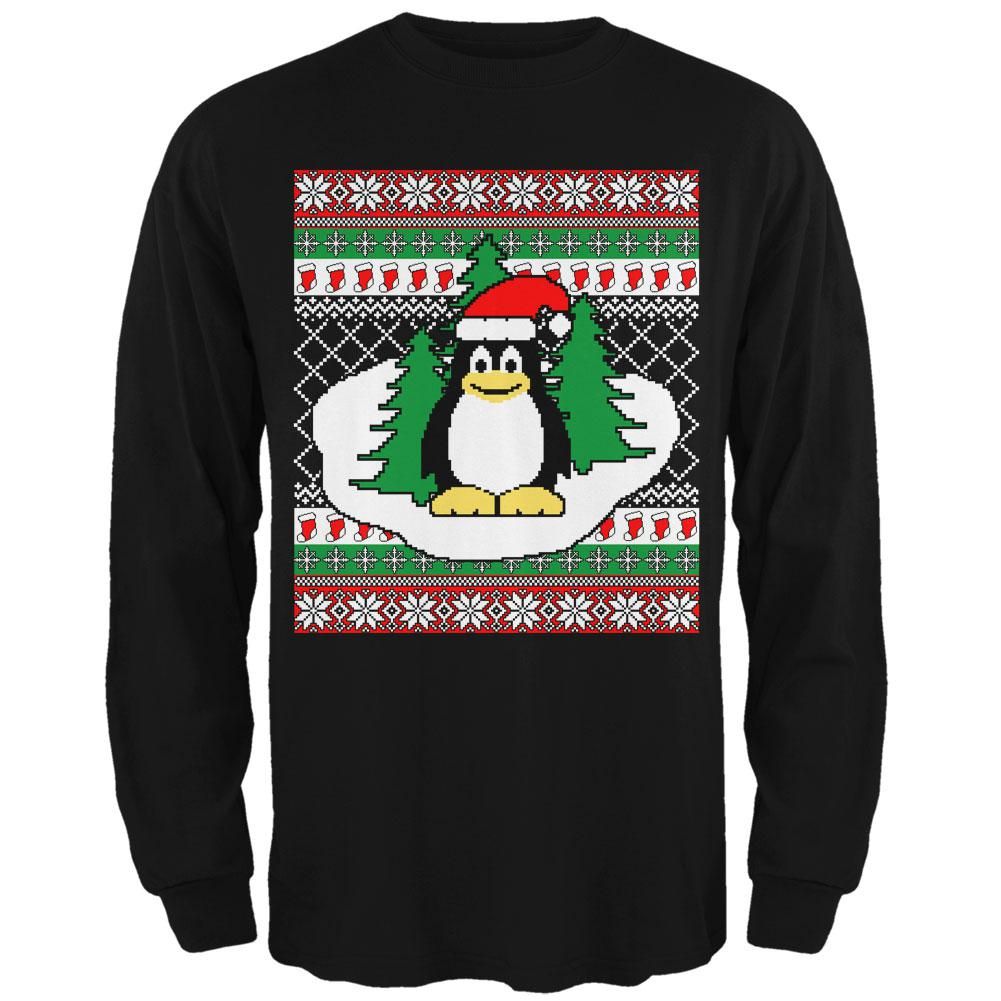 Penguin On Ice Ugly Christmas Sweater Mens Long Sleeve T Shirt