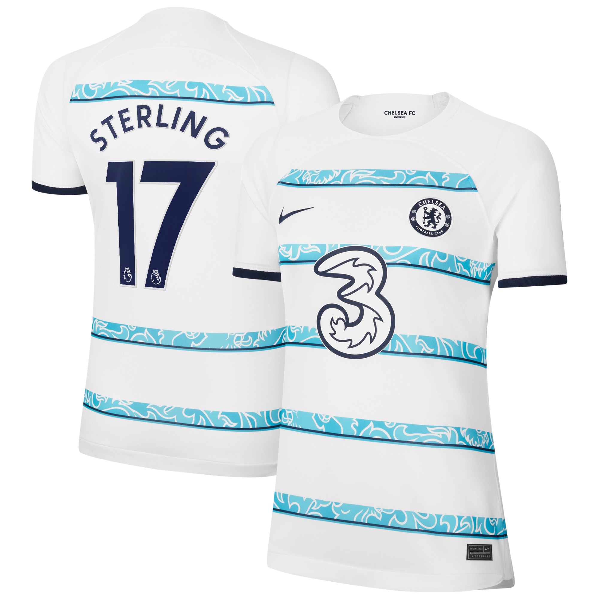 Raheem Sterling Chelsea Women's 2022/23 Away Breathe Stadium Replica Player Jersey – White