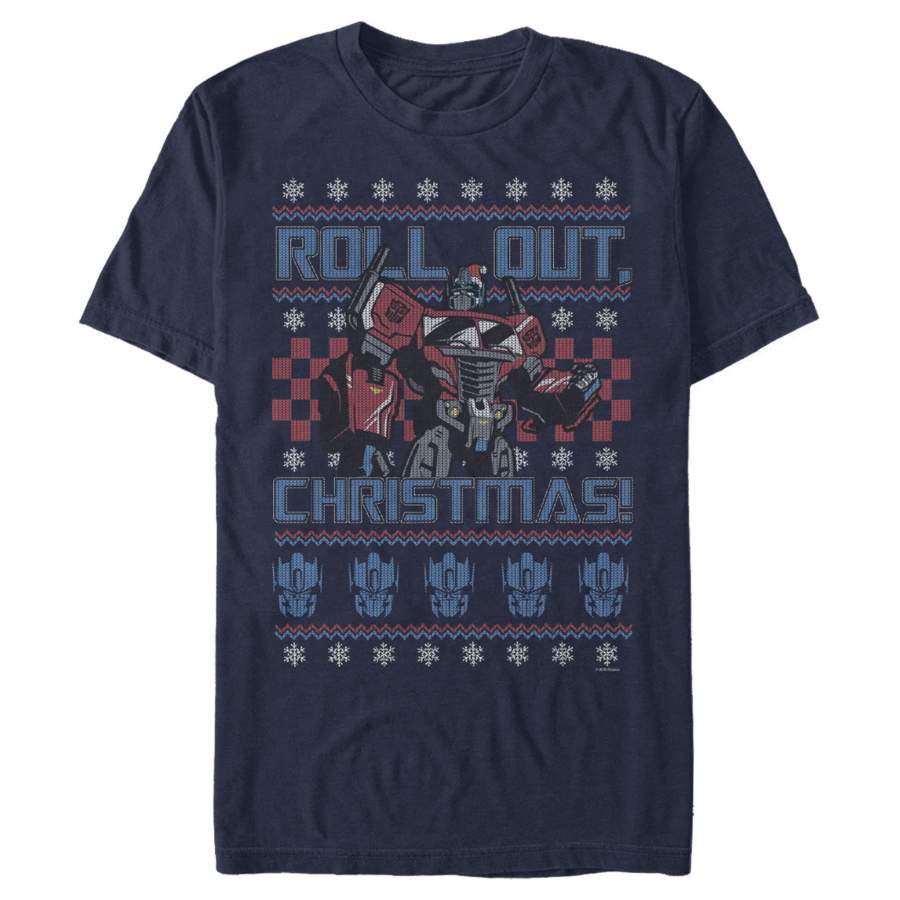 Transformers Men’s Optimus Prime Roll Out Ugly Xmas  T-Shirt