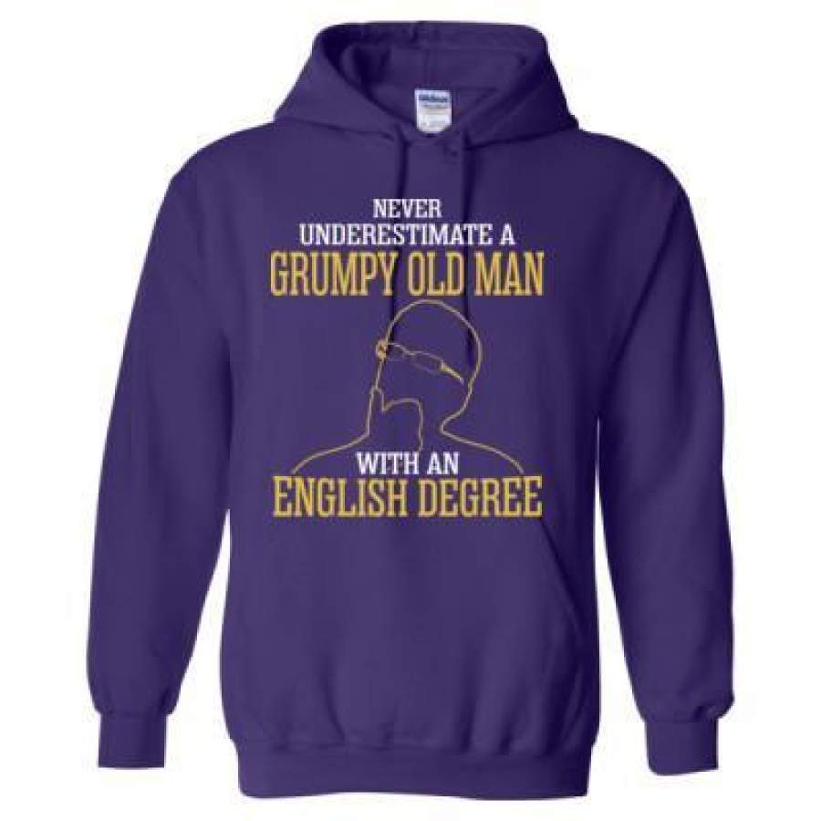 AGR Never Underestimate A Grumpy Old Man With An English Degree – Heavy Blend™ Hooded Sweatshirt