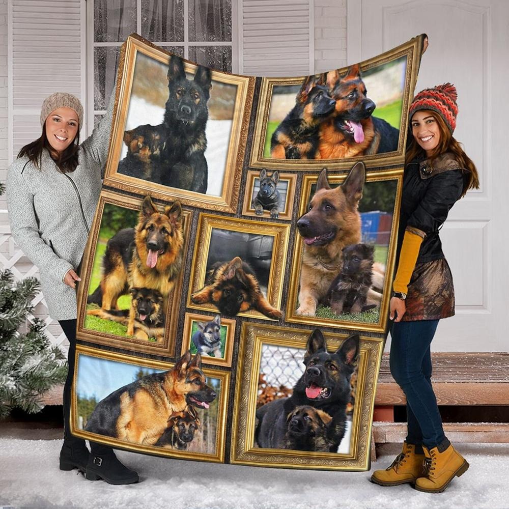 German Shepherd Dog Blanket Fleece Sherpa Dog Blanket Shepherd Lover Gift Throw Blanket