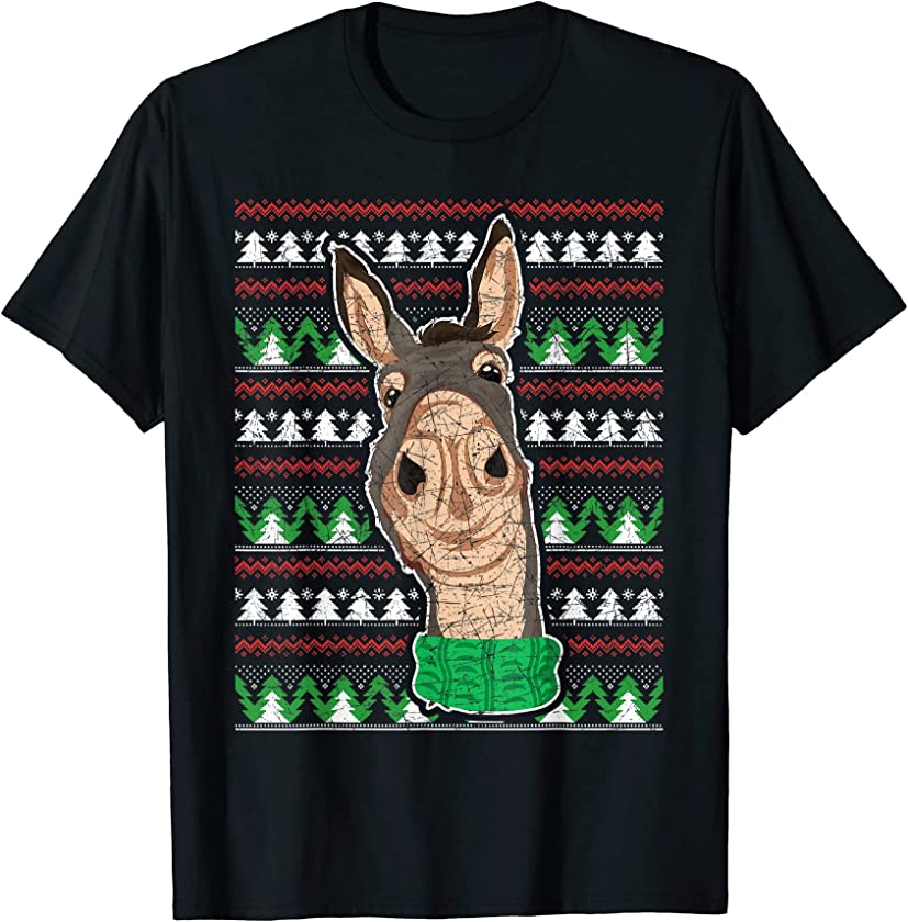 Ugly Christmas Farm Animal Farmer Merry Xmas Donkey T-Shirt