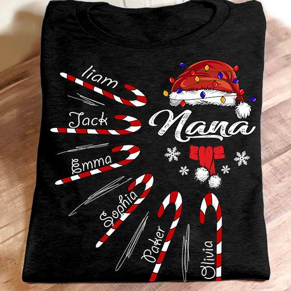 Personalized Name T-shirt Nana – Candy Christmas Gift Unisex T-shirt Hoodie Plus Size S-5xl