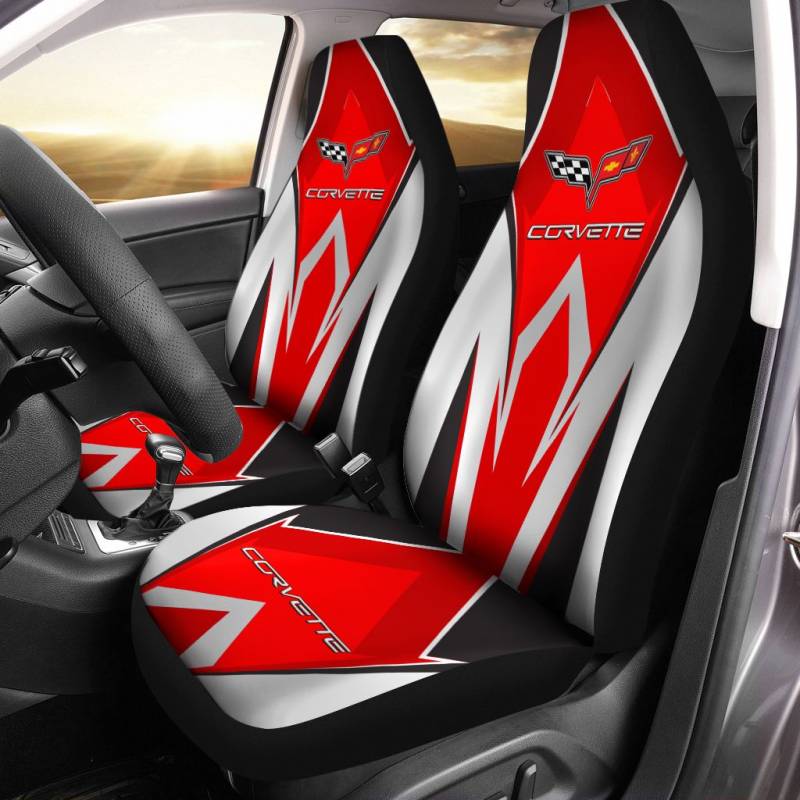 Chevrolet Corvette VTH Car Seat Cover (Set of 2) Ver 1 (Red)