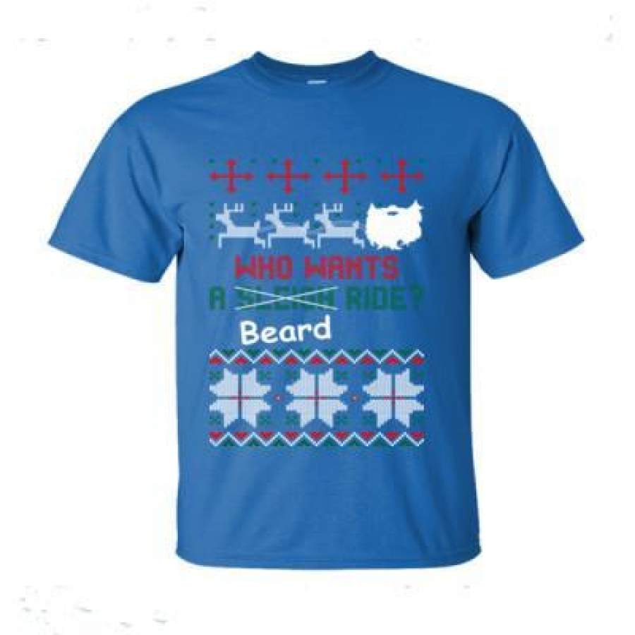 AGR Who Wants A Beard Ride Christmas Biker Ugly Sweater – Ultra-Cotton T-Shirt