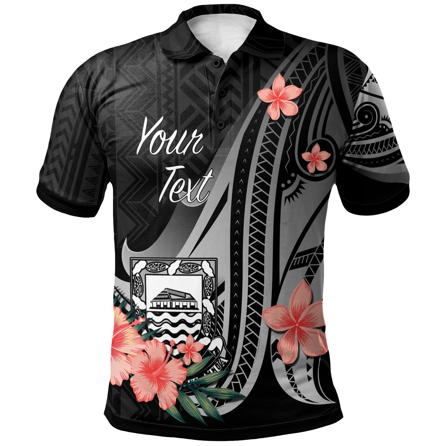 Tuvalu Personalised Custom Polo Shirt – Polynesian Hibiscus Pattern Style – BN27