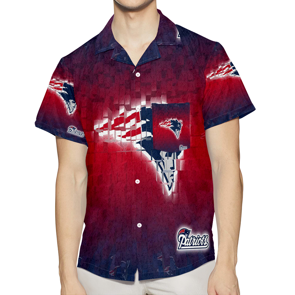 New England Patriots Jigsaw Pat 3D All Over Print Summer Beach Hawaiian Shirt With Pocket