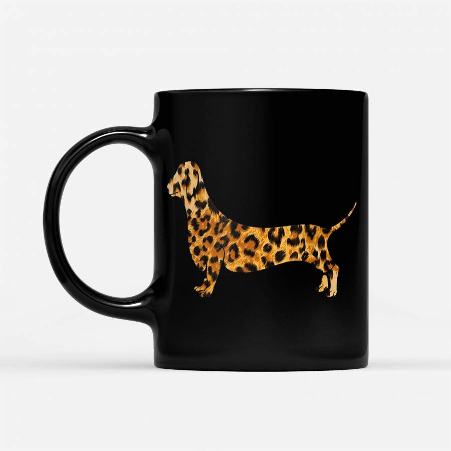 Cute Dachshund Dog In Leopard Print Best – Black Mug