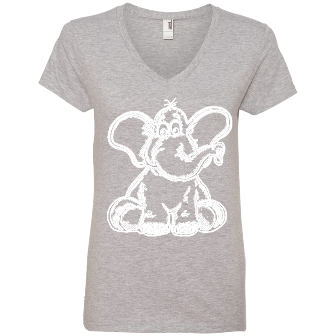 Cartoon Elephant Stencil Ladies’ V-Neck T-Shirt