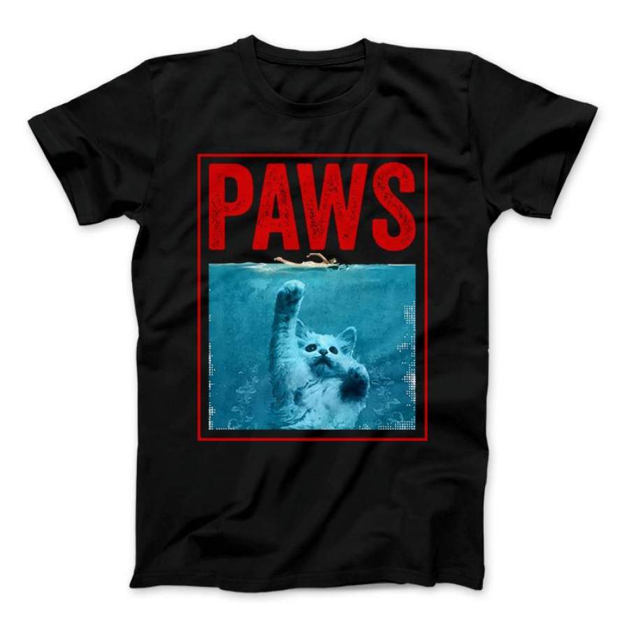 PAWS Funny Cat Kitten T-Shirt For Shark And Cat Lovers