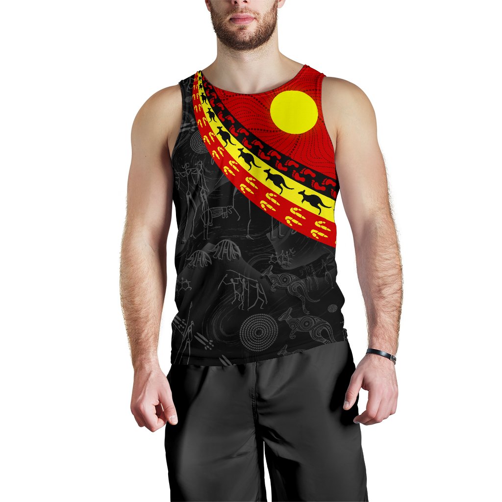 Aboriginal Men’S Tank Top – Indigenous Flag Circle Dot Painting ...