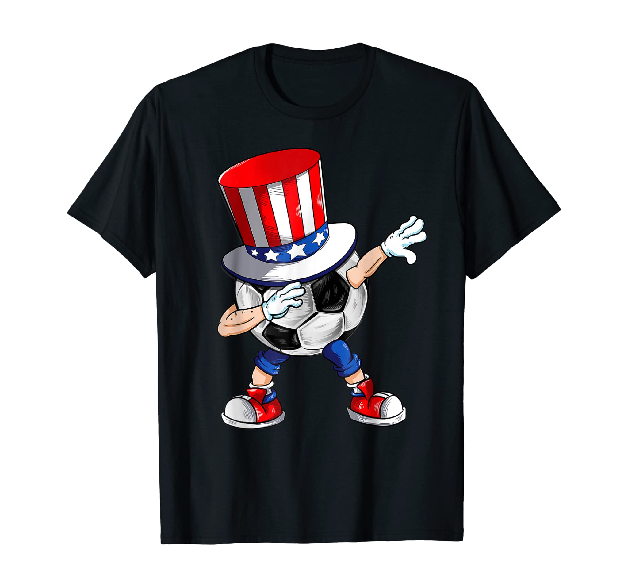 Dabbing Soccer With USA Hat Patriotic 4th Of July Tshirt