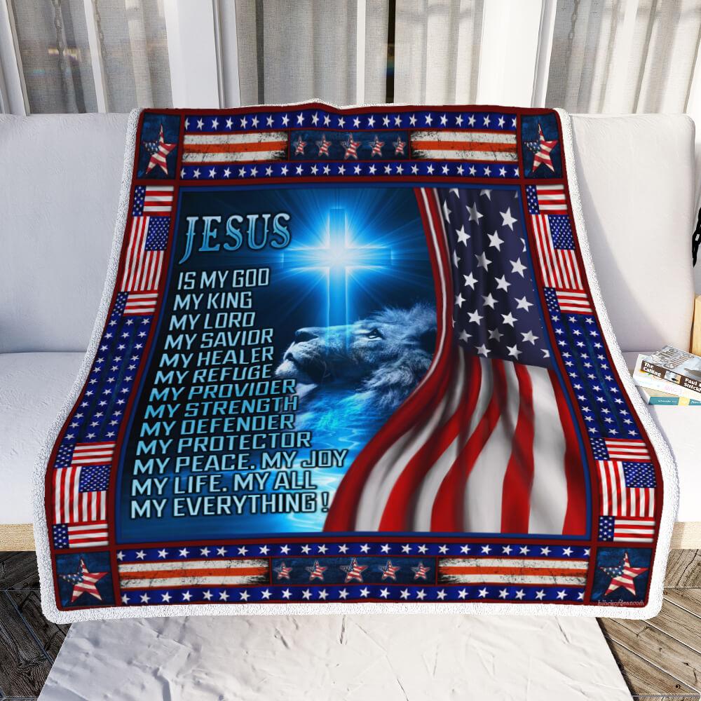 Viticstore™ Jesus Is My God – Lion Christian – white large fleece blanket