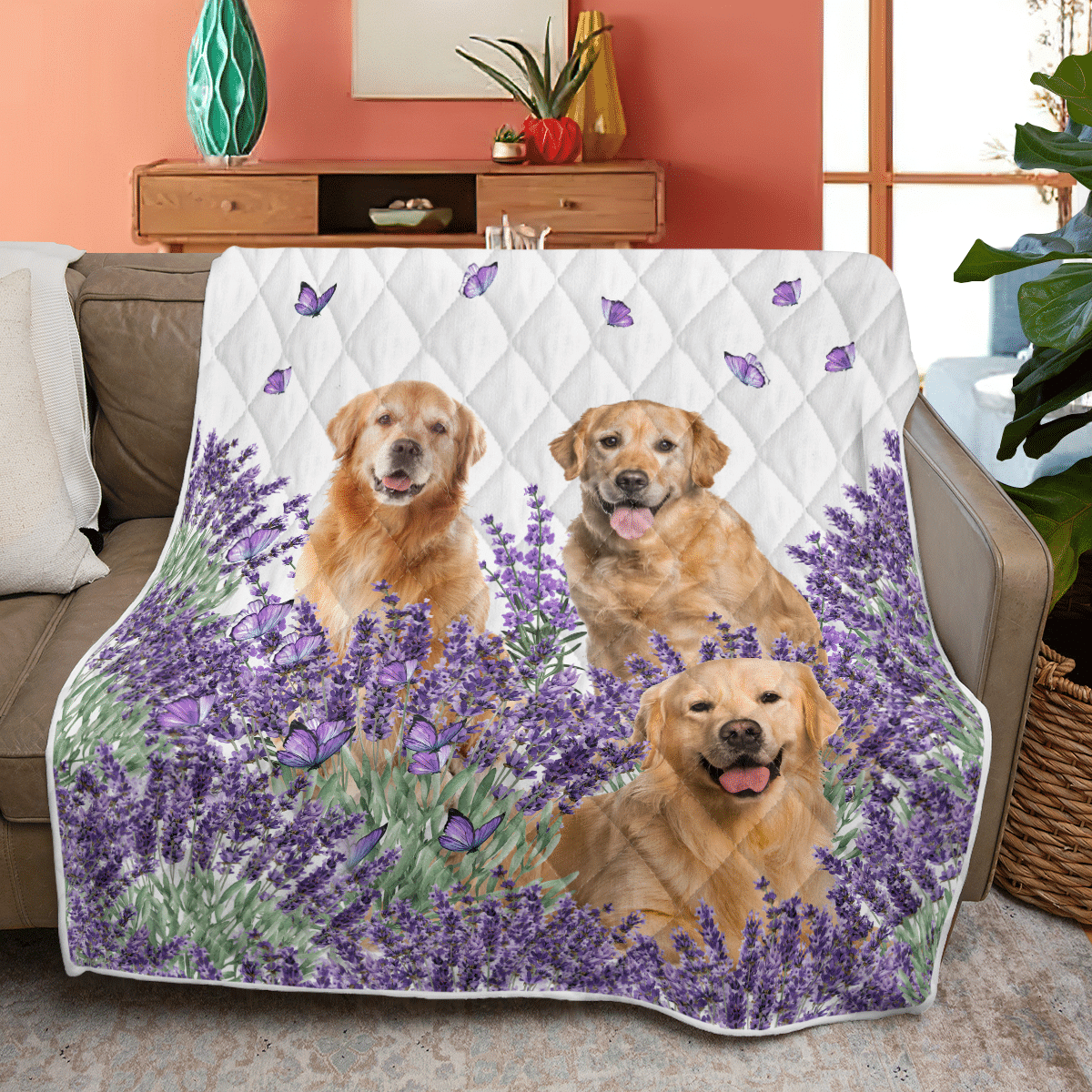 Golden Retriever Lavender Quilt – Blanket