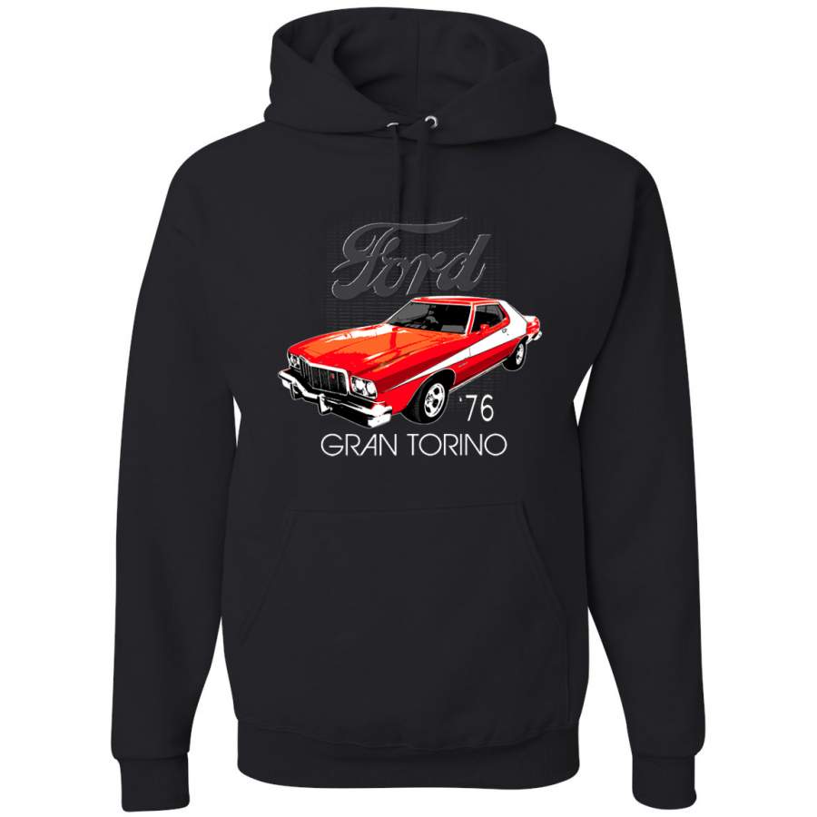 1976 Classic Retro Ford Gran Torino Muscle Car Cars and Trucks Graphic Hoodie Sweatshirt