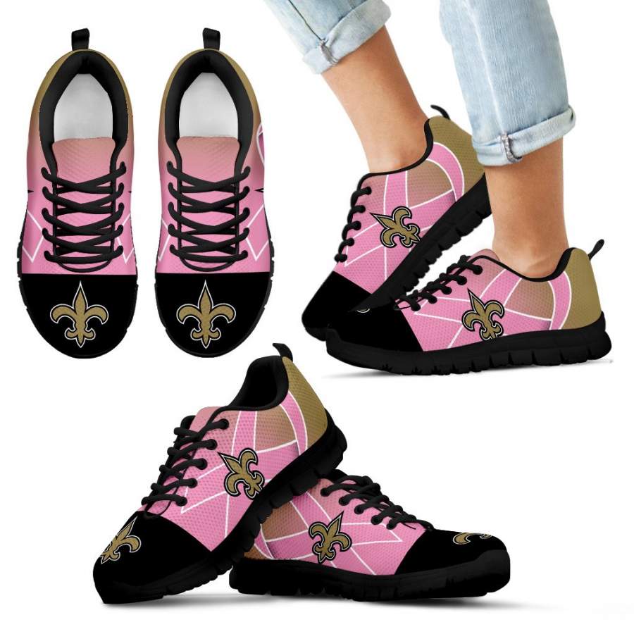 New Orleans Saints Cancer Pink Ribbon Sneakers