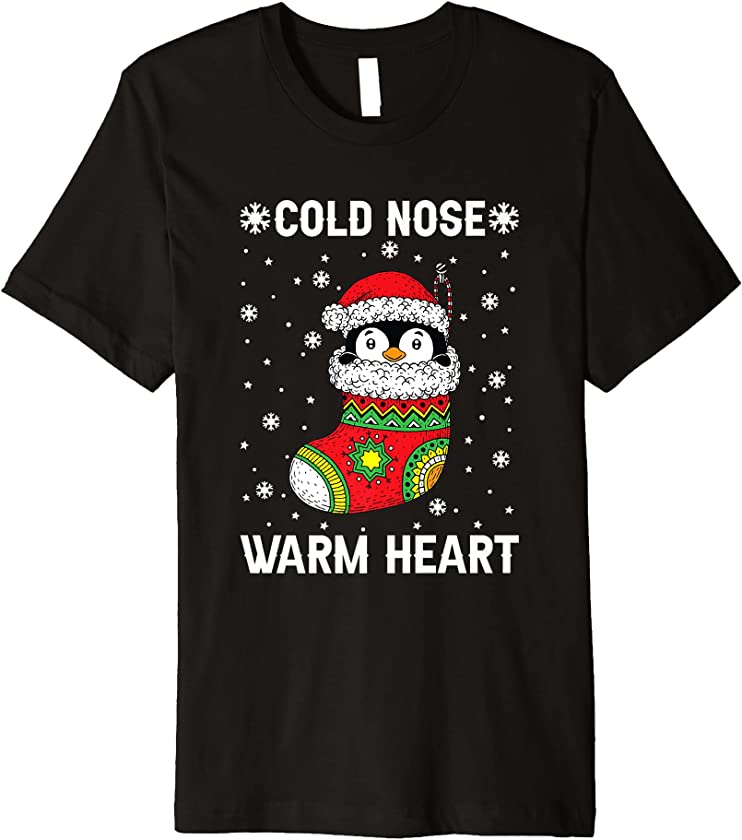 Cold Nose Warm Heart Penguin Christmas Ugly Xmas Premium T-Shirt