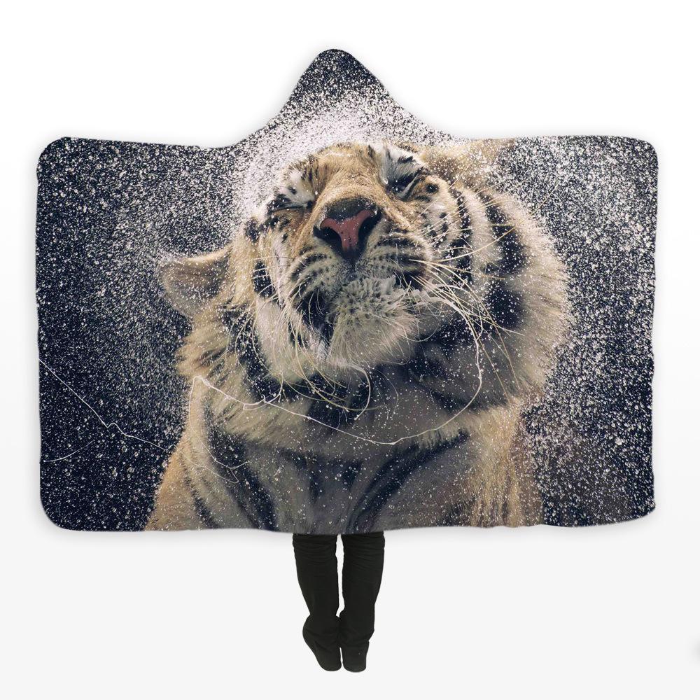 Animal Hooded Blankets – Animal Series Naughty Tiger Super Cool Fleece Hooded Blanket