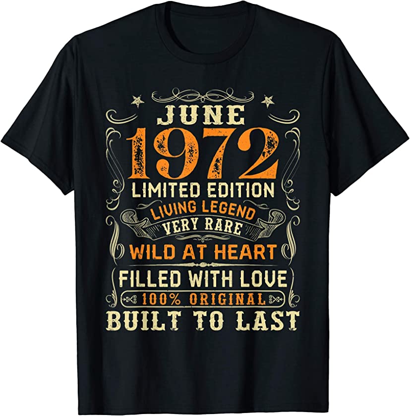 Vintage June 1972 Awesome 49 Yrs Old 49th Birthday Gift T-Shirt