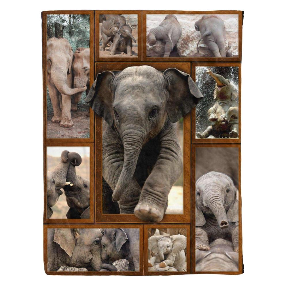 Animal Elephant Mother Daughter Fleece Blanket Family Gift Home Decor Bedding Couch Sofa Soft And Comfy Cozy