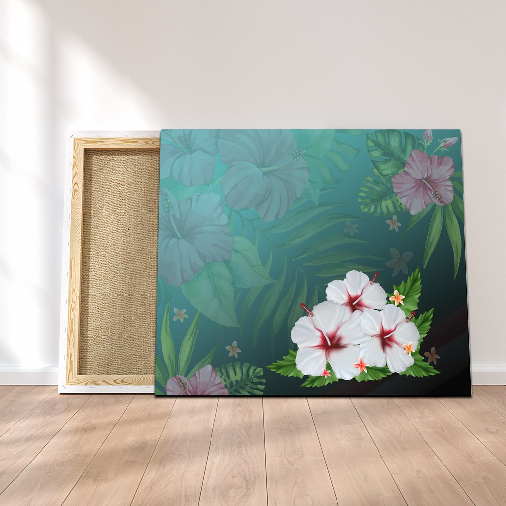 Hawaiian Hibiscus White Flower Gleeful Canvas – AH – JRC