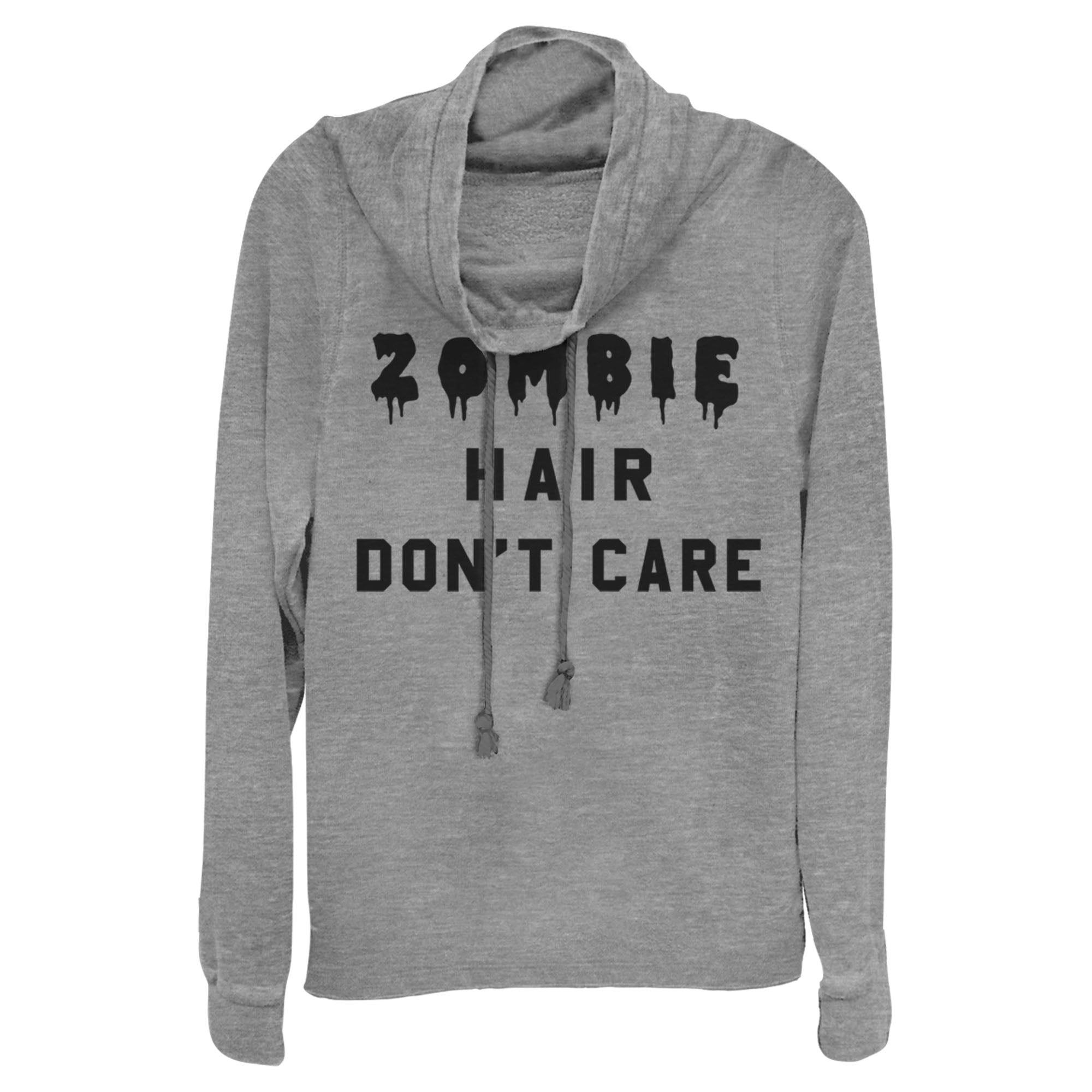 Lost Gods Junior’S Halloween Zombie Hair Don’T Care  Cowl Neck Sweatshirt