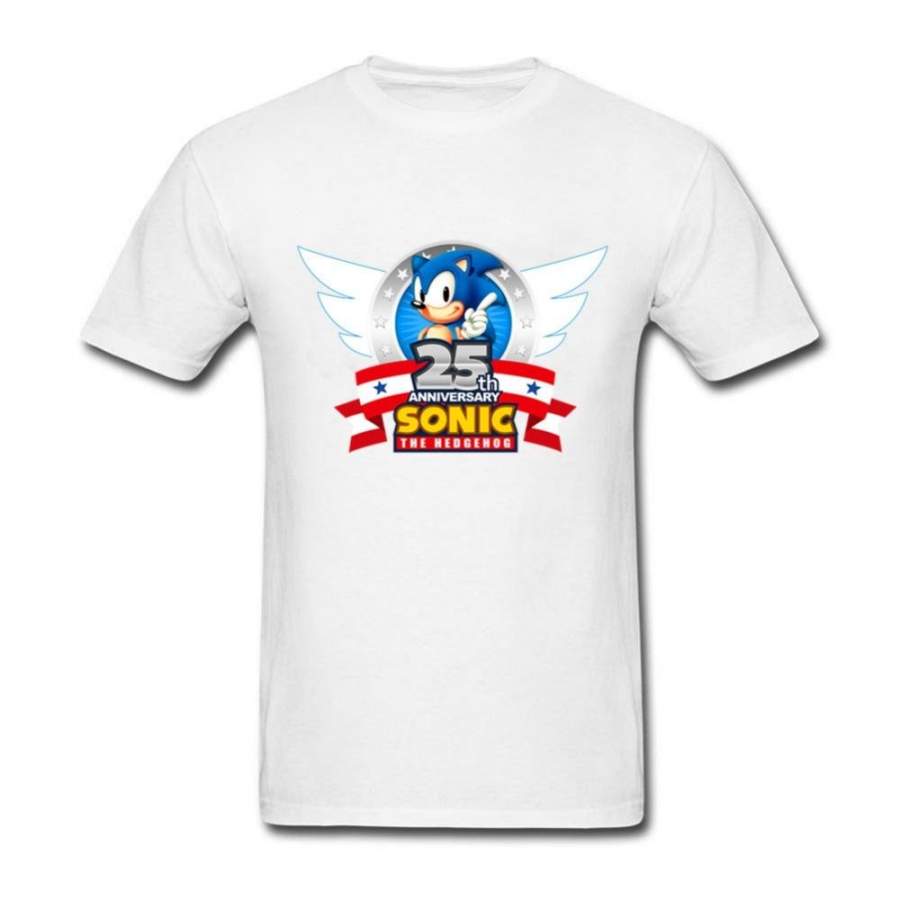 Sonic The Hedgehog Men’s Cotton Short Sleeve Leisure Solid Color T-Shirt