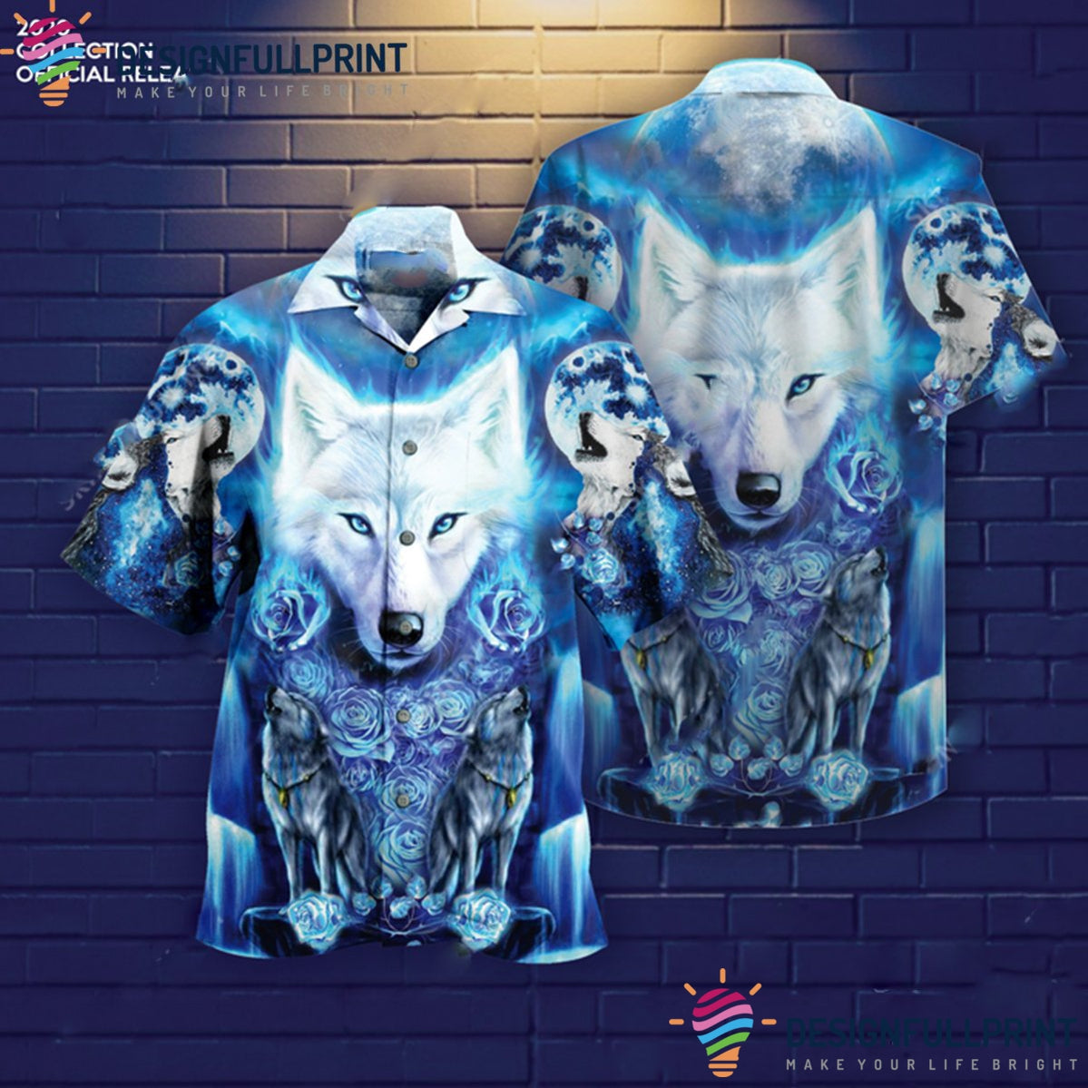 White Wolves Unisex Tropical Shirt Tropical Shirt Hawaiian Shirt For Men For Men Ln