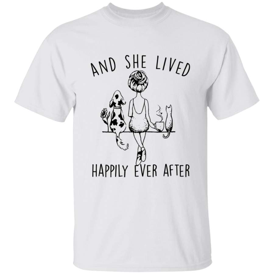 And She Lived Happily T Shirt, Funny T Shirt, Animal Funny, T Shirt For Men, T Shirt For Women