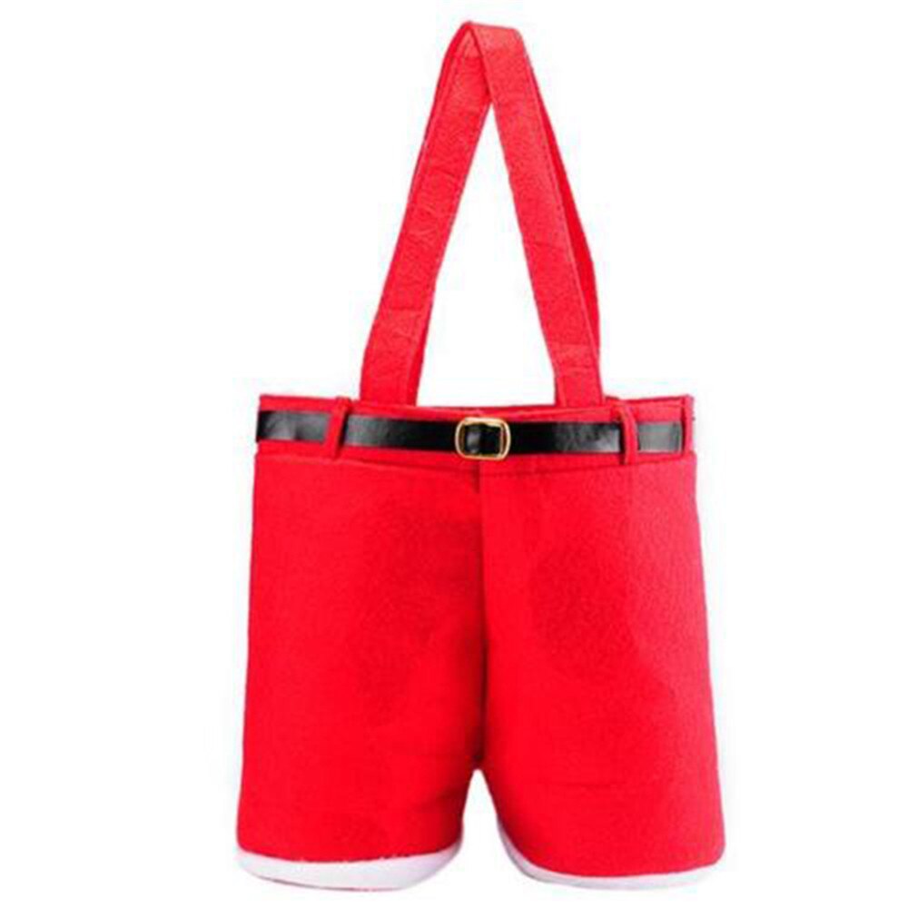 Cute 1Pcs Merry Christmas Gift Treat Candy Wine Bottle Holder Santa Claus Suspender Pants Trousers Decor Christmas Gift Bags alx