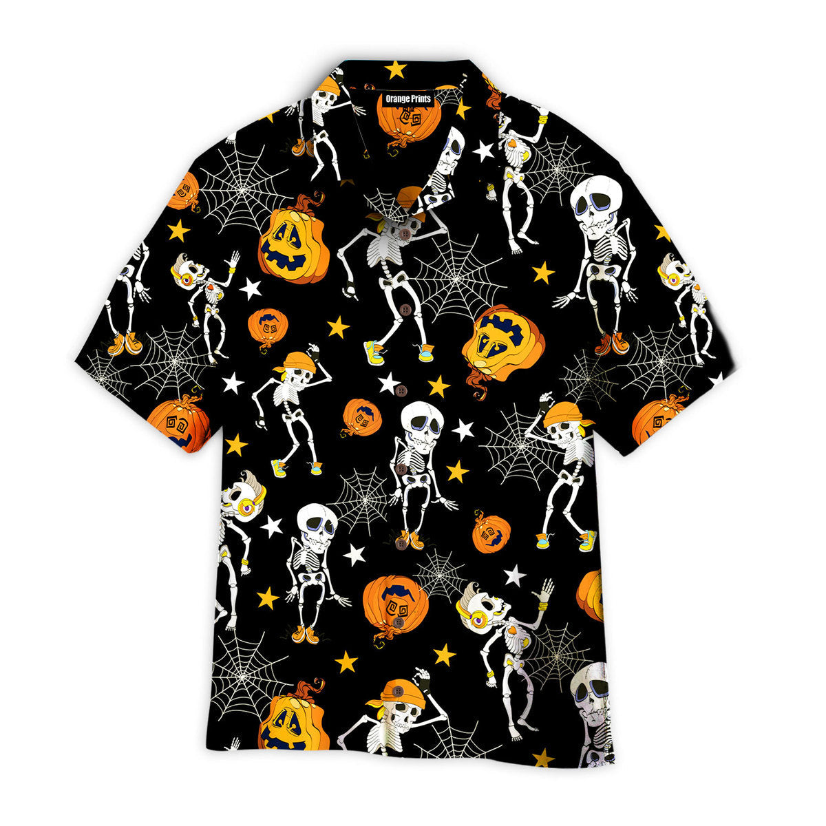 Halloween Skeletons Dancing With Pumkins Pattern Hawaii Shirt For Men Women Ha25590