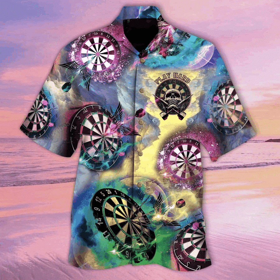 Hawaii Aloha Shirts Darts Play Hard Skull Ha60919