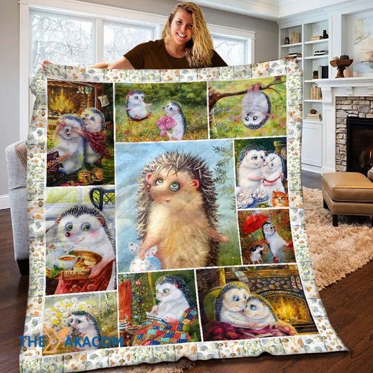 Adorable Hedgehog Mom And Daughter Special Gift For Animal Lovers Quilts Comforters