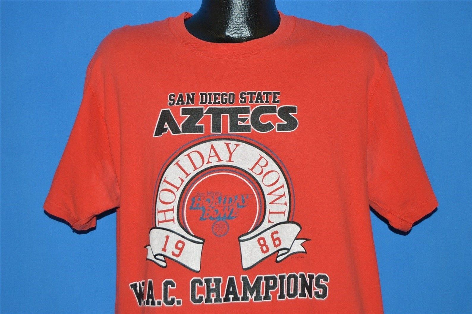 80S San Diego Aztecs Holiday Bowl 1986 T-Shirt Extra
