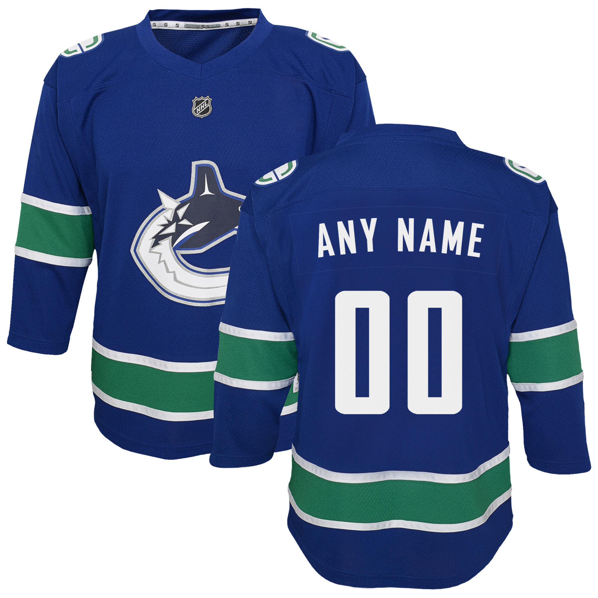 Vancouver Canucks Youth Replica Custom Jersey – Blue