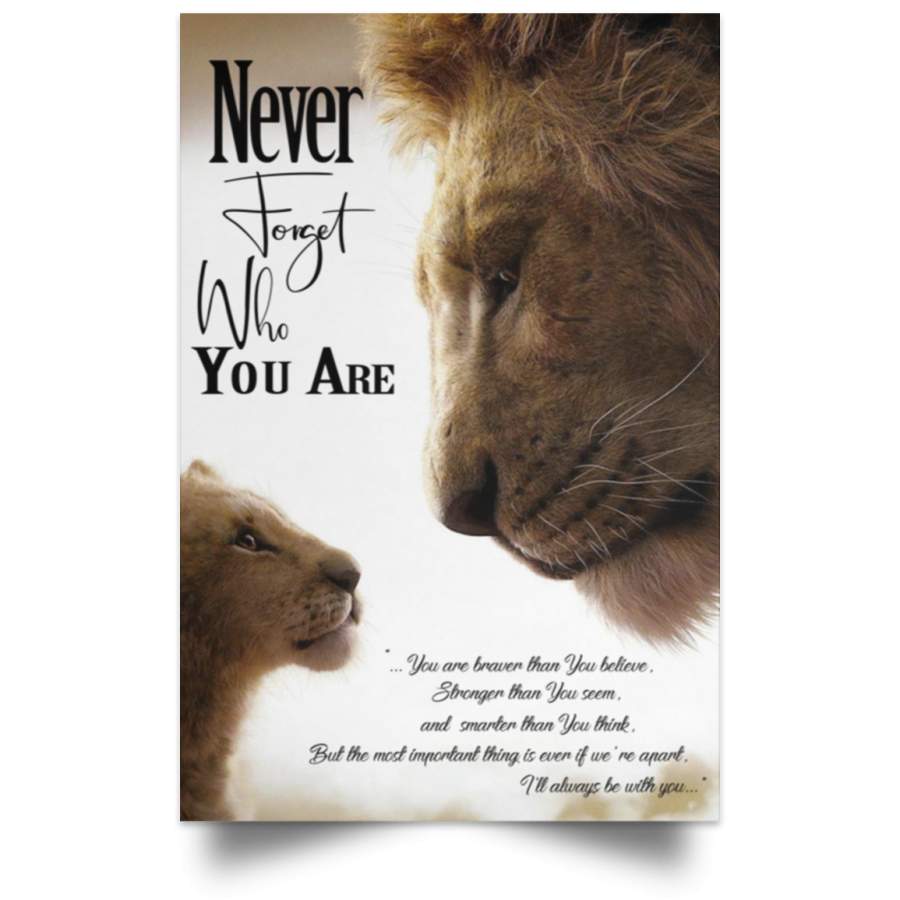 Never Forget Who You Are - Lion Portrait Poster - Poster Art Design