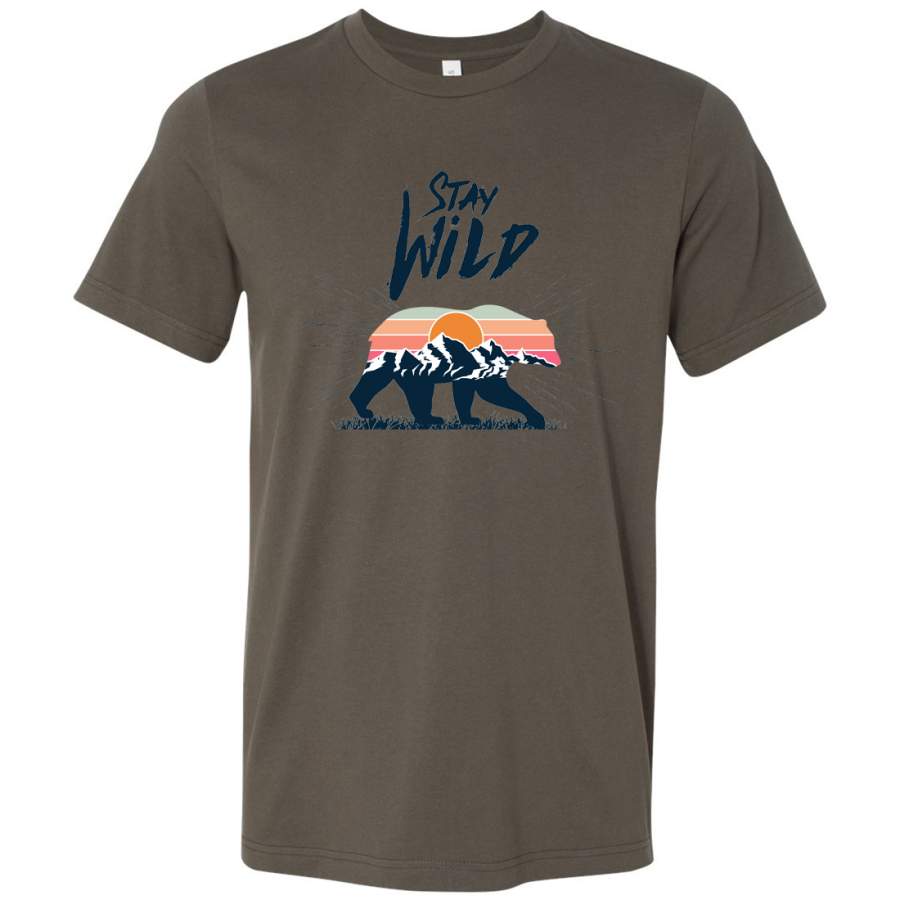 Stay Wild Sunset Bear Asst Colors Mens Lightweight Fitted T-Shirt/tee