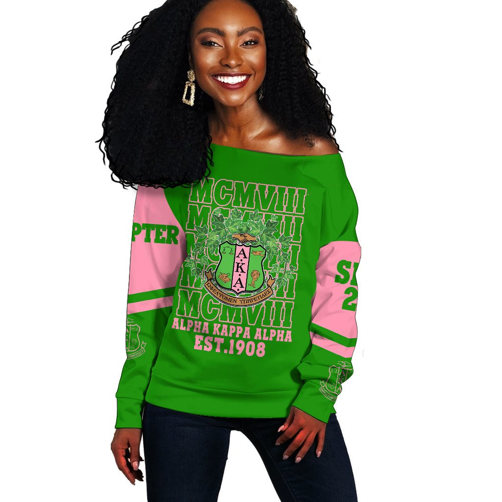 Wonder Print Shop Sweatshirt – Personalized Alpha Kappa Alpha Mcm Style Women Off Shoulder