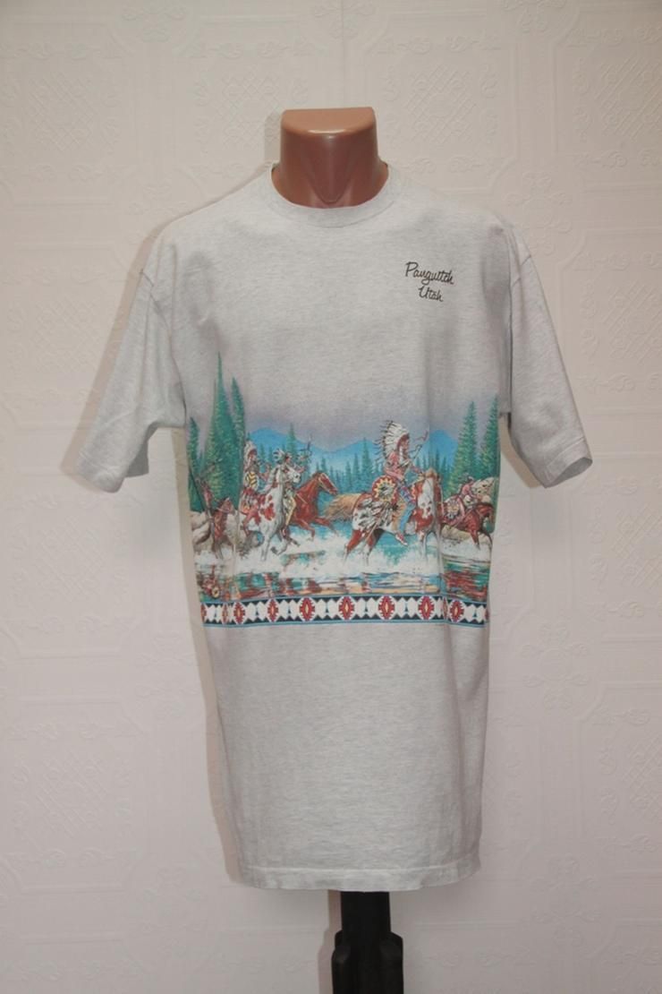 90 Vintage Habitat Indigenous American Warrior Panguitch Utah Shirt