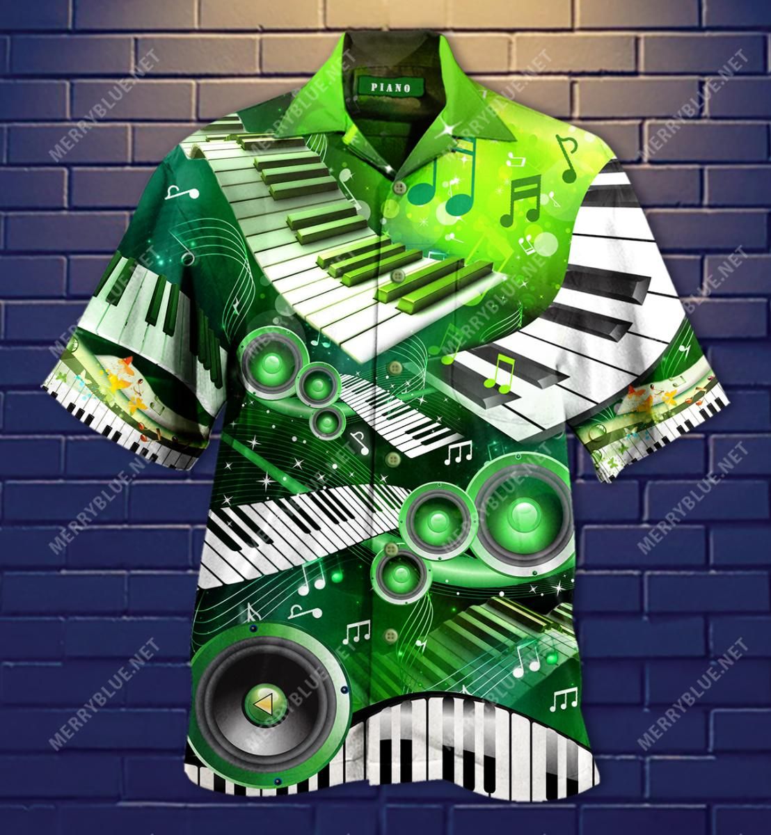 Amazing Green Piano Aloha Hawaiian Shirt Colorful Short Sleeve Summer Beach Casual Shirt For Men And Women