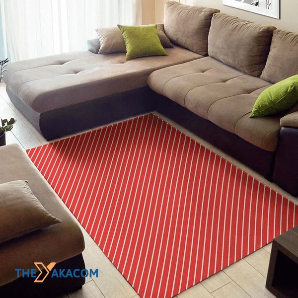 Candy Cane Striped  Patterns Rectangle Area Rug Floor Decor