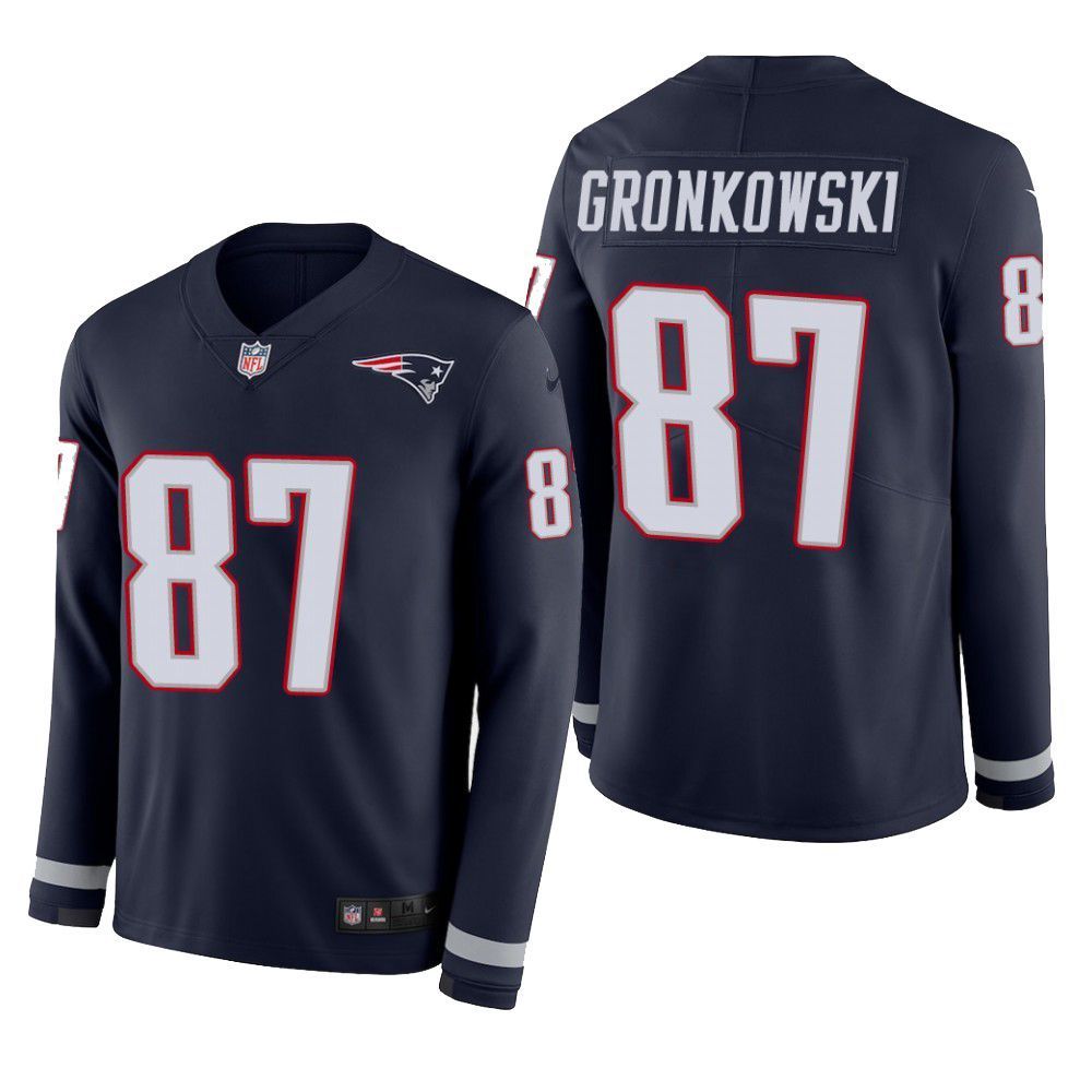 New England Patriots Rob Gronkowski Therma Long Sleeve Mens Jersey Navy