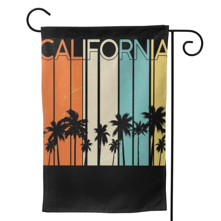 2 Pcs Garden Flag Retro California Palms Horizontal Poster 12.5″x18″ -Mothers Day, Birthday Gifts for Mom, Dad, Wife, Husband, Daughters, Grandma, Friends