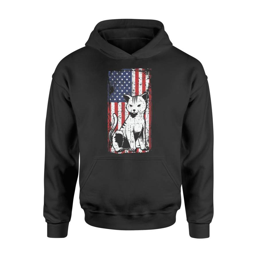 4th Of July American Flag Kitten Cat Hoodie