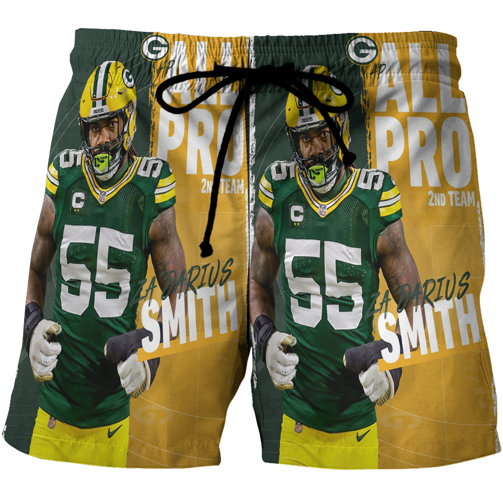 Green Bay Packers Za Darius Smith No55 3D All Over Print Summer Beach Hawaiian Short