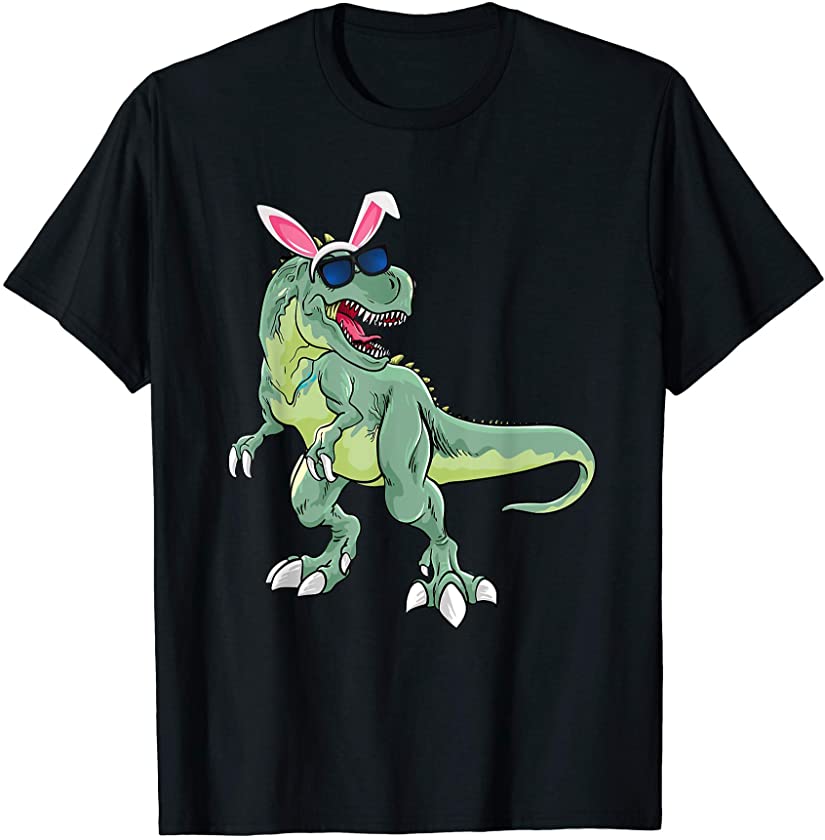 Easter Bunny Dinosaur Boys Girls Kids Retro Vintage T-Shirt