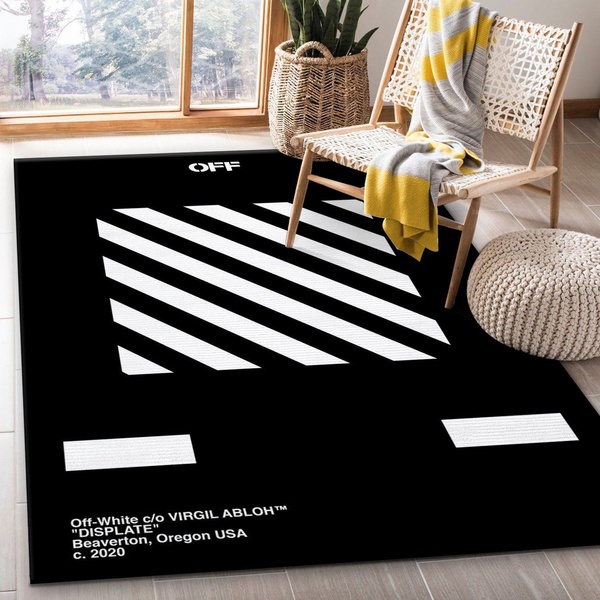 Off White Displate Stripes Area Rug Fashion Brand Rug Home Decor Floor Decor