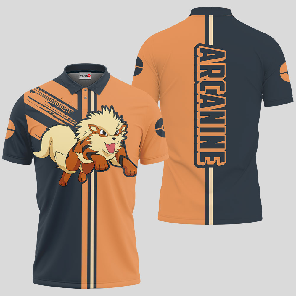 Arcanine Polo Shirts Custom Pokemon Anime Merch Clothes