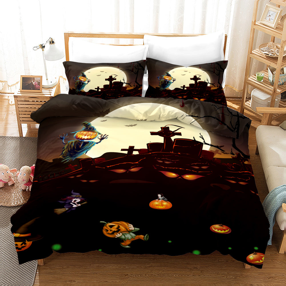 3D Halloween Pumpkin Demon Ghost Quilt Cover Set Bedding Set Duvet Cover Pillowcases Wj 4545